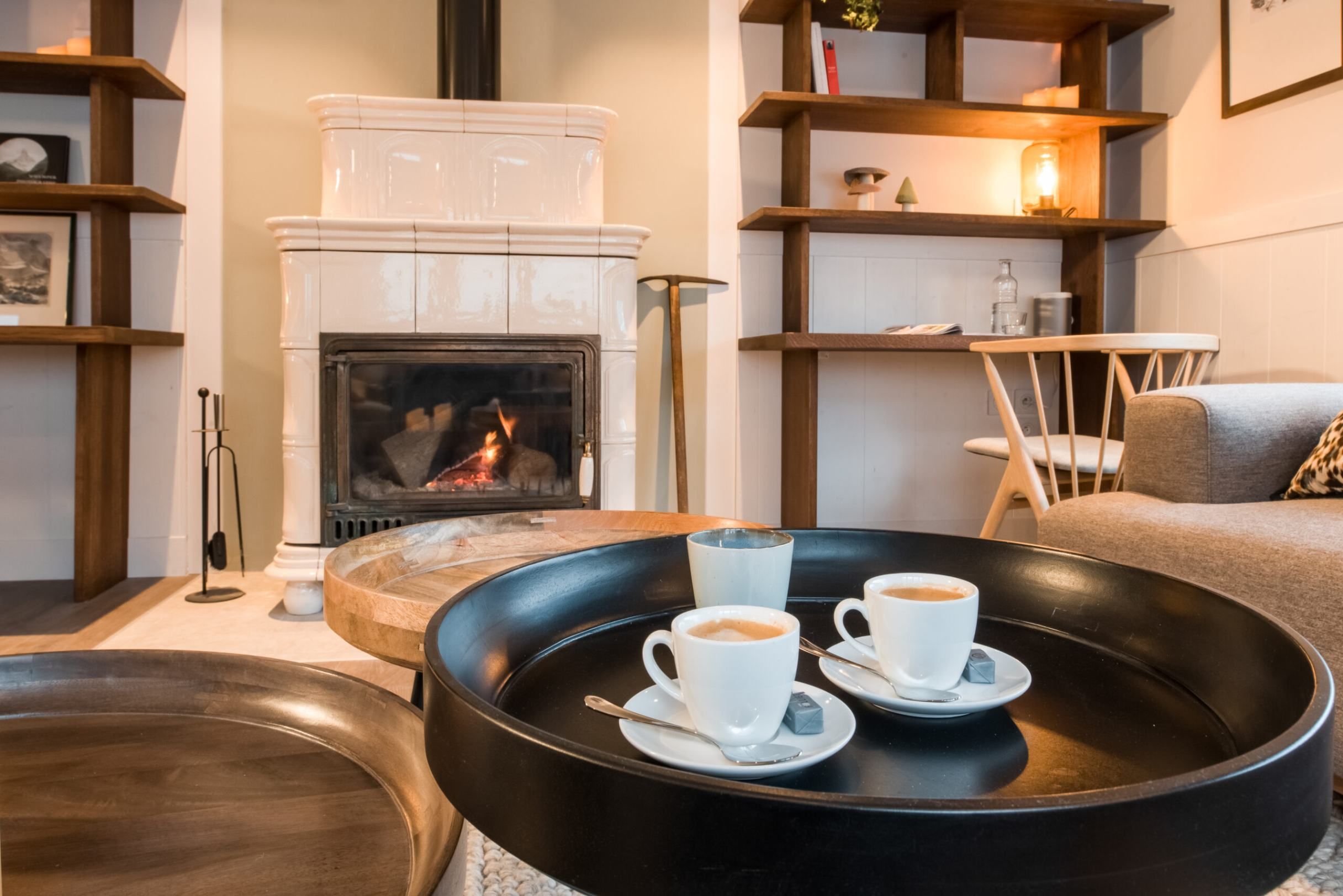 coffee table in the living room of Chalet Whymper